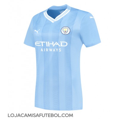 Camisa de Futebol Manchester City Phil Foden #47 Equipamento Principal Mulheres 2023-24 Manga Curta